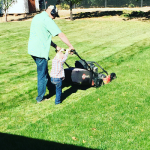 Teaching 3 year old how to mow